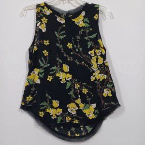 Yellow and Black Floral Blouse